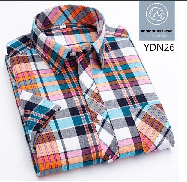 Men's Summer Thin Pure Cotton Short Sleeve Casual Shirt Fashion