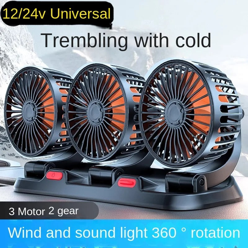 Car Fan 360° Adjustable 3 Head Air Fan Automotive Electric Fan USB/12V/24V Fan 2