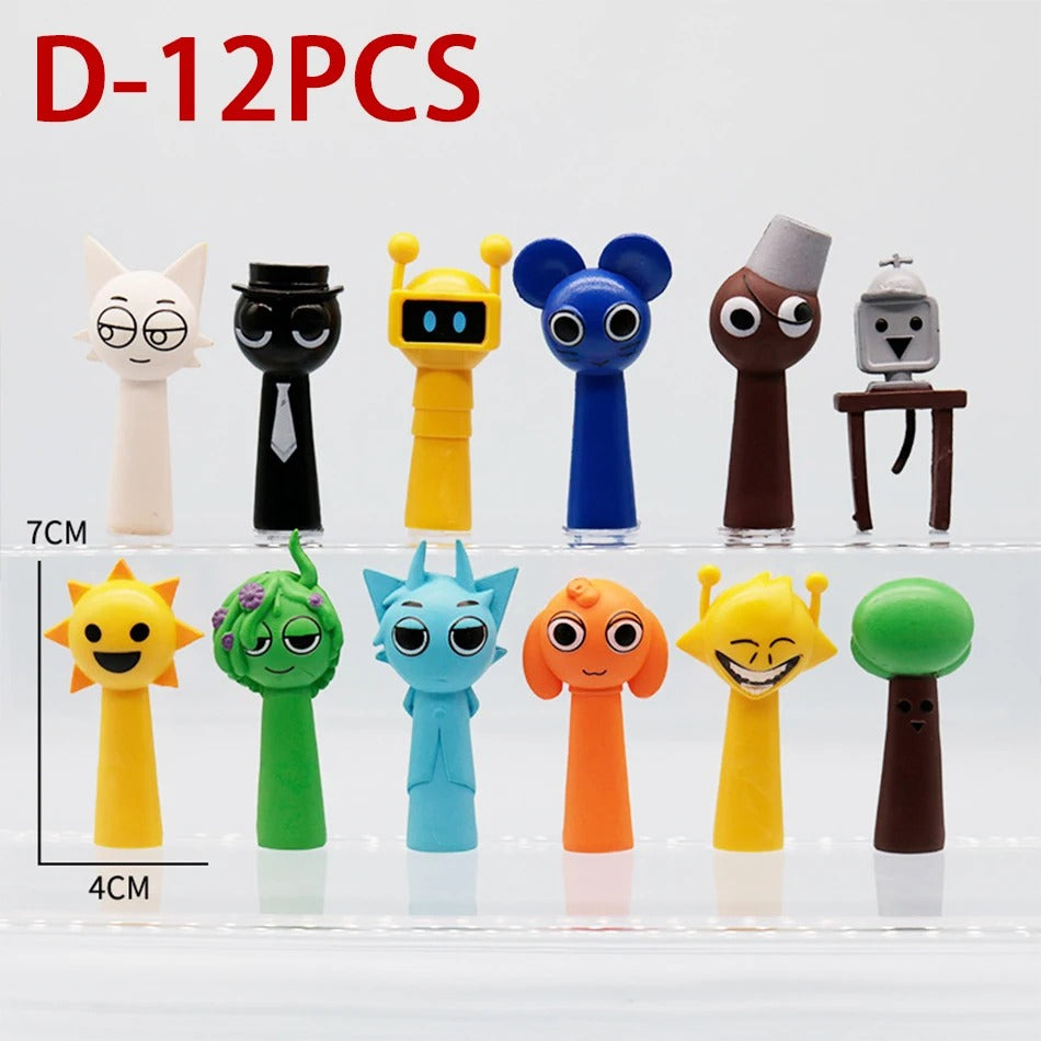 New 12PCS Set Funny Sprunki Figures Model 6-8cm PVC Sprunki Game