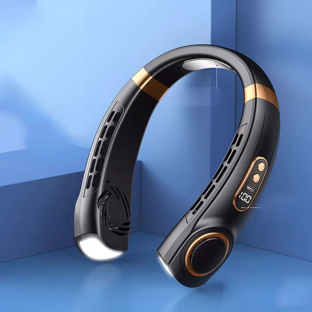 Portable Neck Fan,Hands Free Bladeless Fan with LED 4 Cooling Plate,Personal Fan