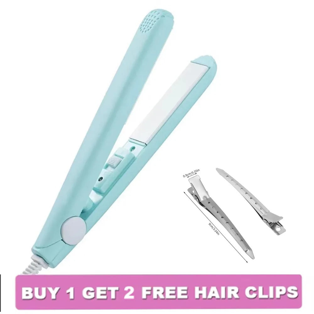 Mini Splint Flat Iron Hair Straightener Curling Wand Curly