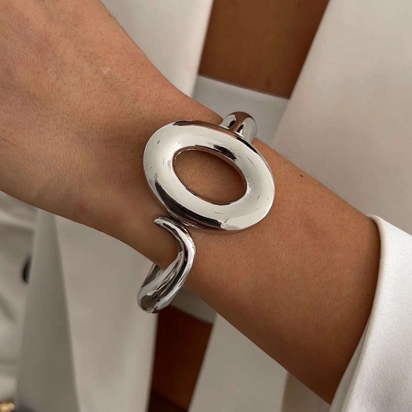 Exaggerated Punk Irregular Wide Cuff Bangle for Women