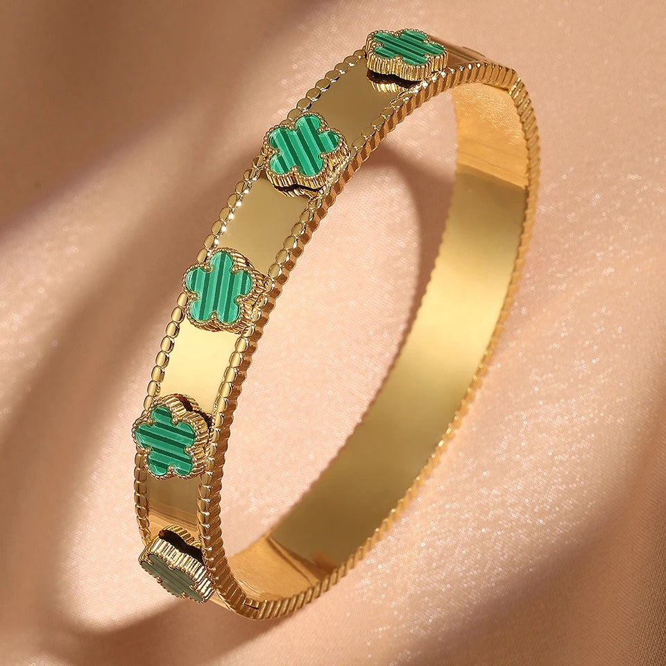 Fashion Five-leaf Flower Stainless Steel Bracelet Bangle