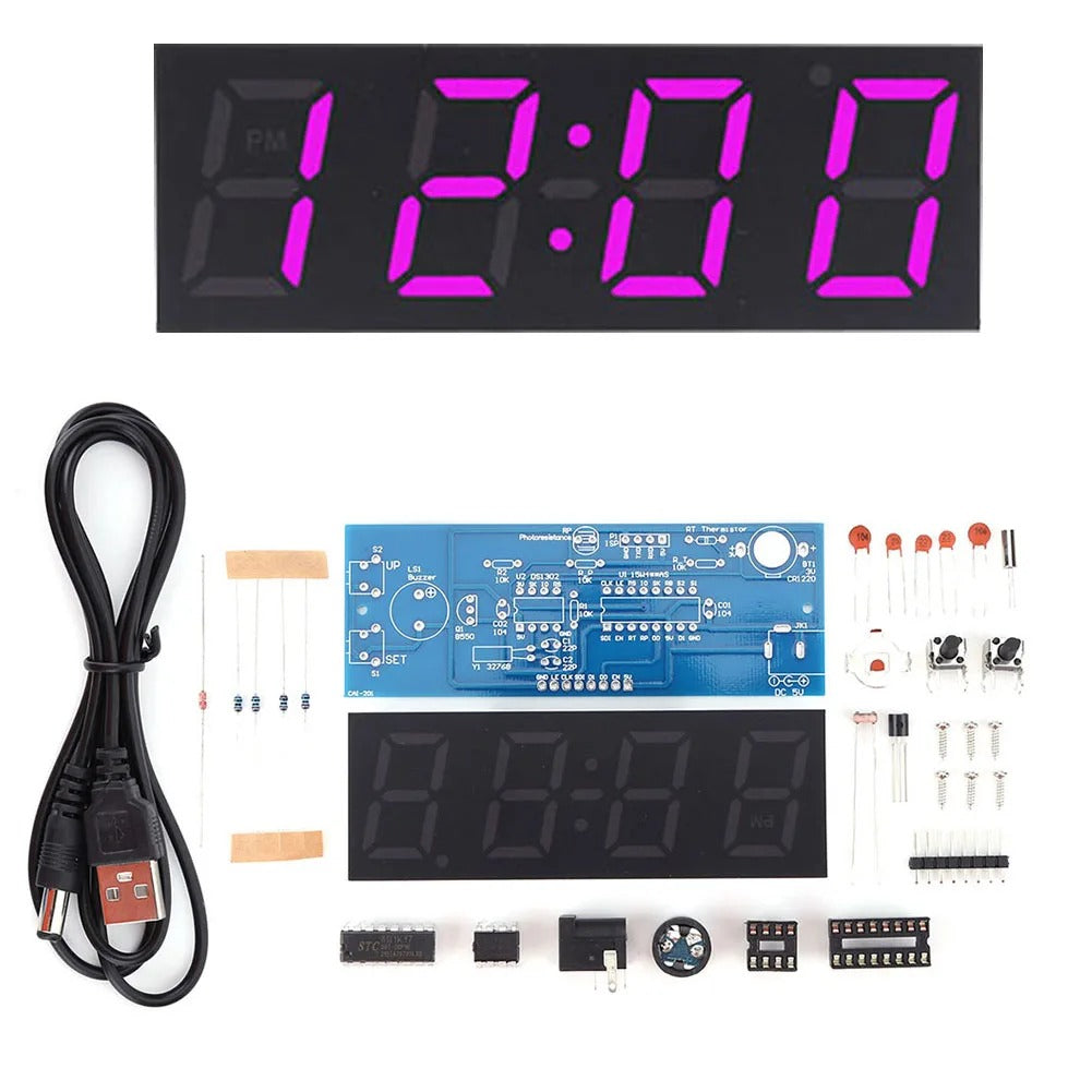 Colorful DIY Digital Clock Kit Alarm