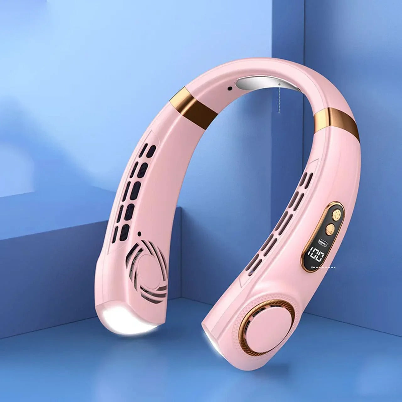 Portable Neck Fan,Hands Free Bladeless Fan with LED 4 Cooling Plate,Personal Fan