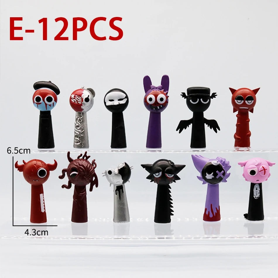 New 12PCS Set Funny Sprunki Figures Model 6-8cm PVC Sprunki Game