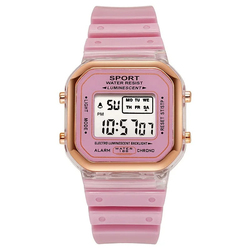 Fashion Brand Student Transparent Electronic Watch