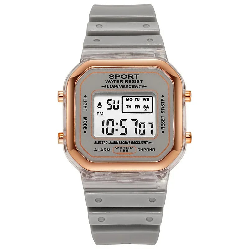 Fashion Brand Student Transparent Electronic Watch