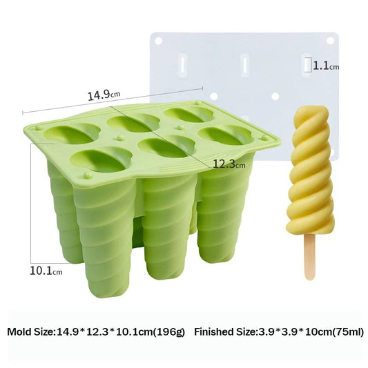 New 6 Hole Silicone Ice Cream Forms Popsicle Molds DIY Homemade
