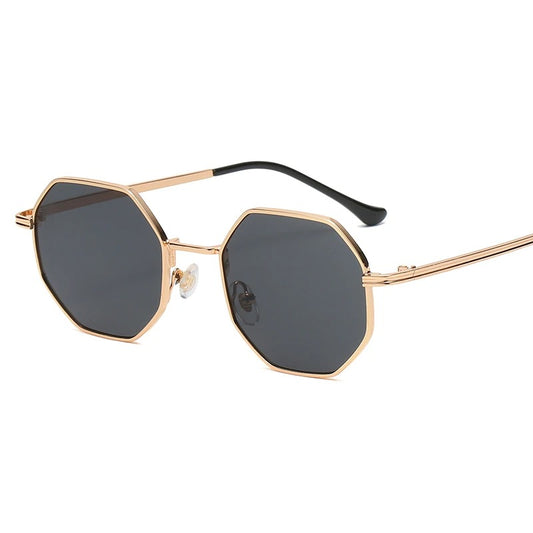 Polygon Metal Sunglasses Vintage Frame For Women