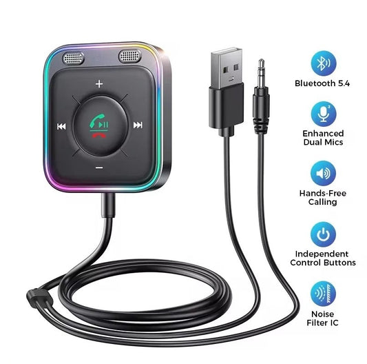 Bluetooth 5.4 AUX Car Adapter Dual Mics Bluetooth Receiver