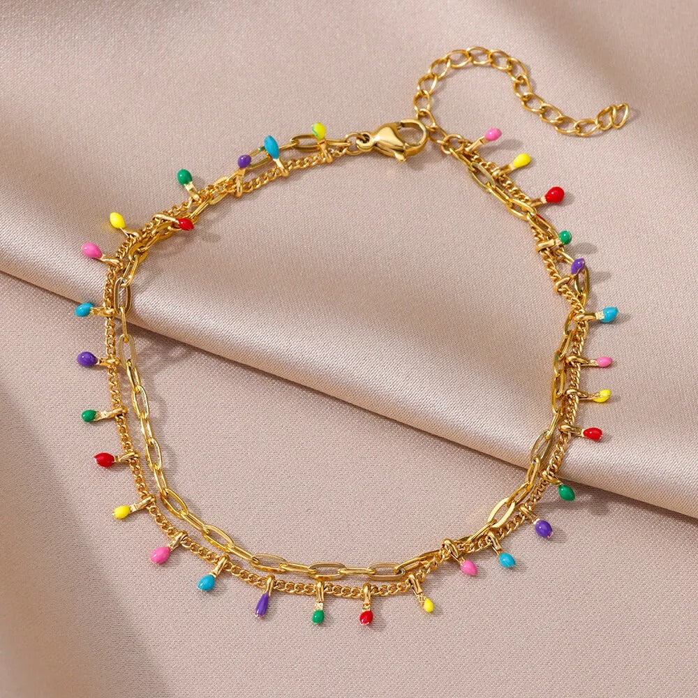 Boohoo Drops Anklets For Women Gold Color