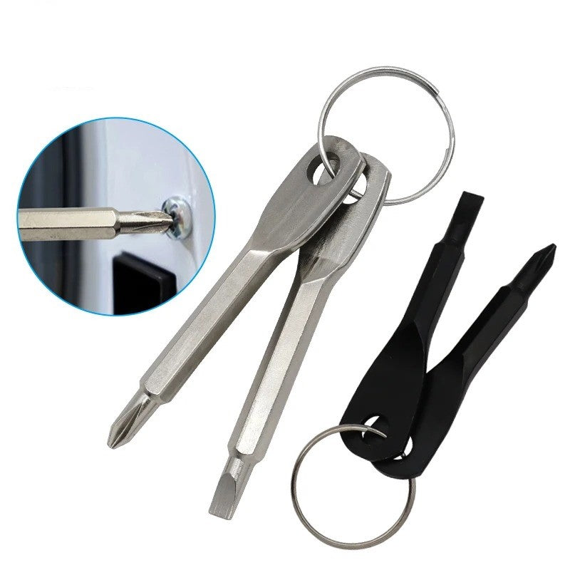 Portable Phillips Slotted Screwdriver Key Ring Multi Mini Pocket Repair Tool Gadget for Phone