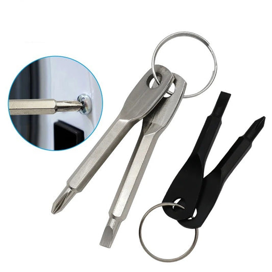 Portable Phillips Slotted Screwdriver Key Ring Multi Mini Pocket Repair Tool Gadget for Phone
