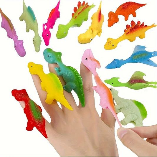 10pcs Dinosaur Finger Catapult Decompression Toy TPR Turkey Finger