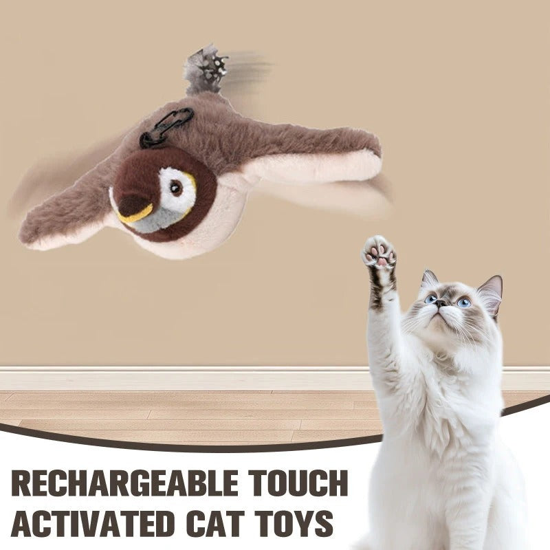 Interactive Cat Toys Chirping Electric Flapping Bird with Catnip Cat