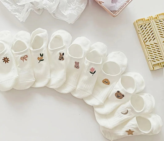 10 Pairs Women's boat socks summer white