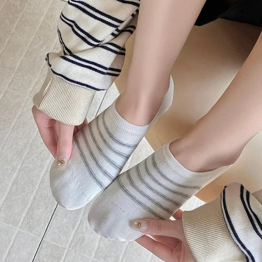 Women's Stripe Socks Thin Cotton Summer