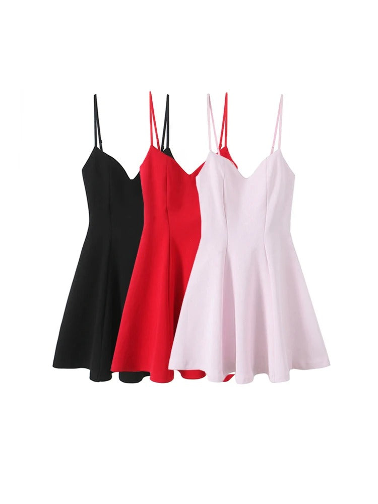 Women Fashion With Sweetheart Neck Mini Dress Adjustable