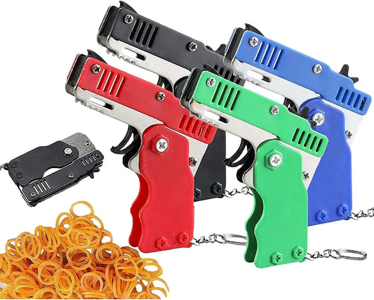 1PCS keychain gun 60 rubber bands rubber band gun Shooting Pistol