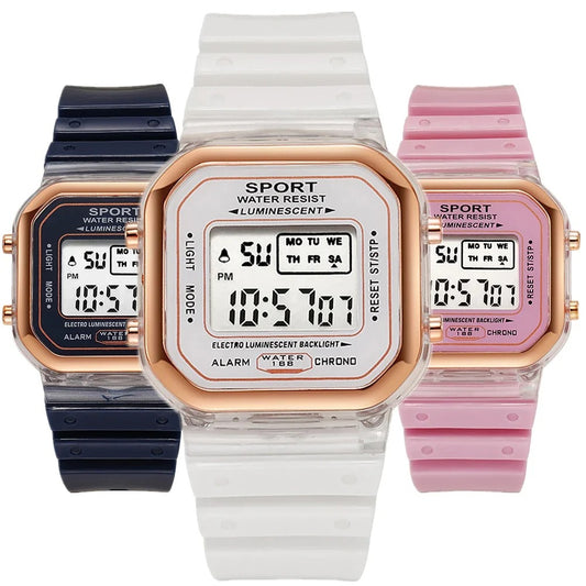Fashion Brand Student Transparent Electronic Watch