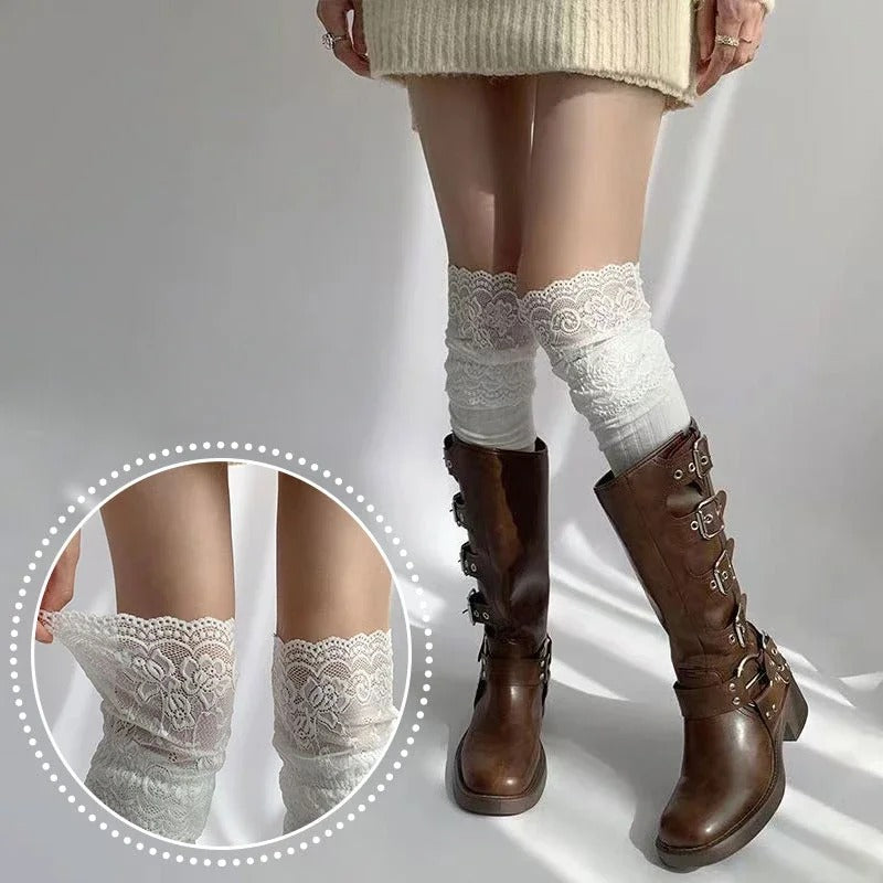 Solid Color Sexy Lace High Stockings Women Girls