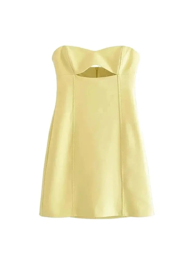 Women's Strapless Hollow Out Mini Dress, Sexy Sweetheart Neck