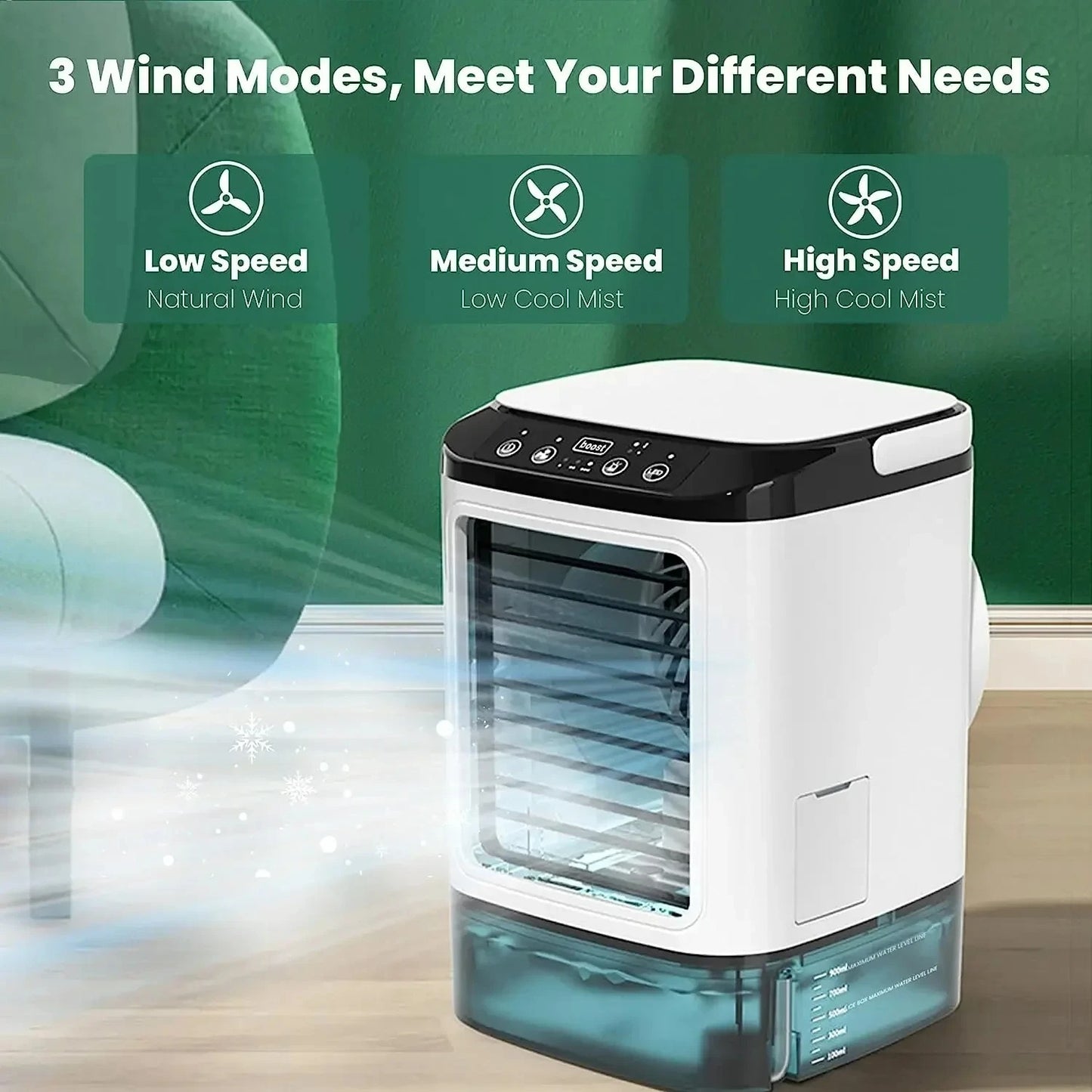 Air Conditioner Portable Fan Desktop Dual Spray Ultrasonic Atomization 3-Speed Mute