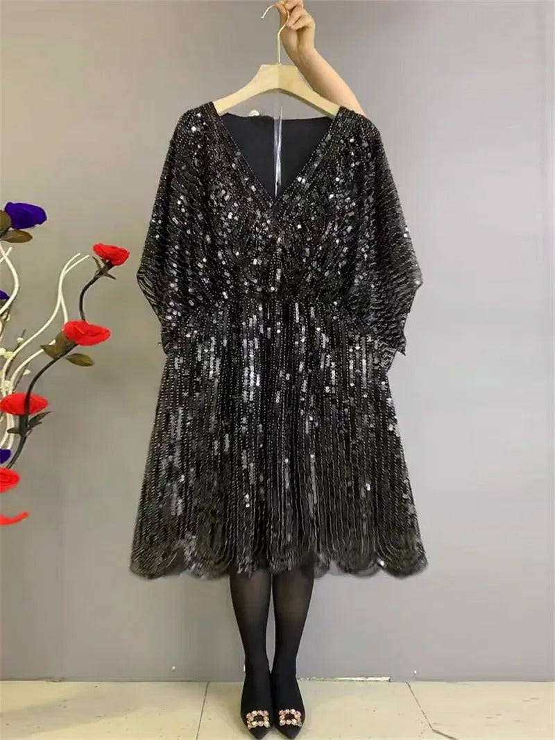 Embroidery Vintage Elegant Banquet V-neck Club Party Dress