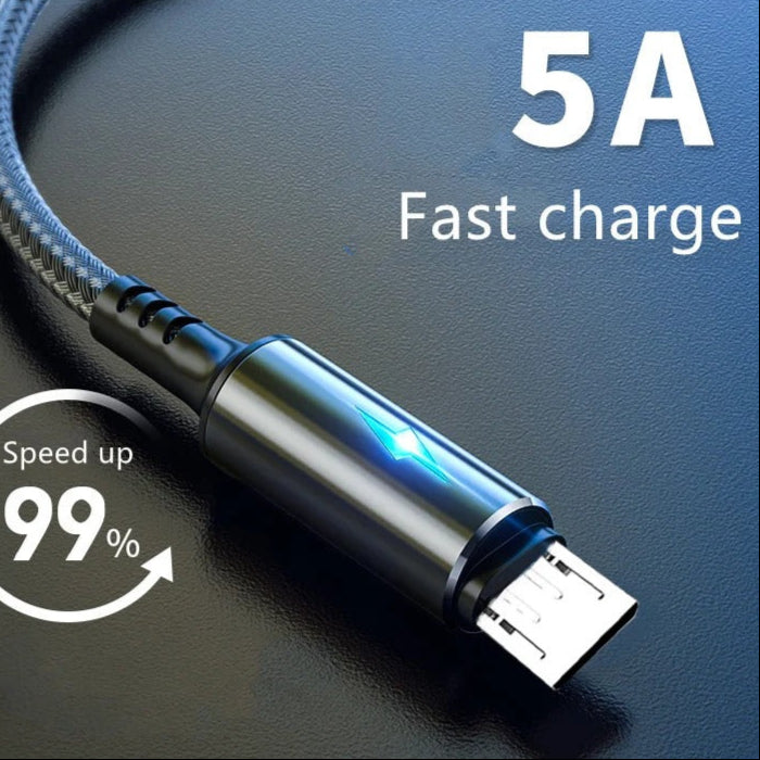 USB Cable 5A LED Fast Charging For Huawei Samsung Xiaomi Android