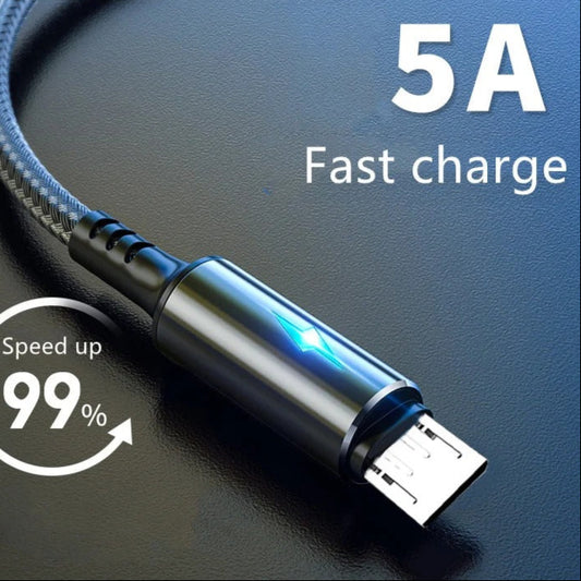 USB Cable 5A LED Fast Charging For Huawei Samsung Xiaomi Android