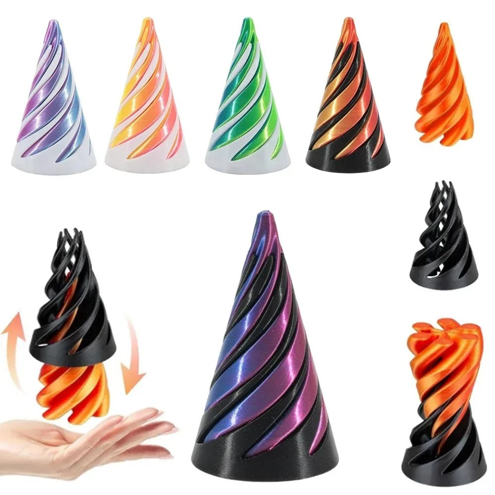 3D Printed Spiral Cone Toy Impossible Pyramid Passthrough Sculpture Pass