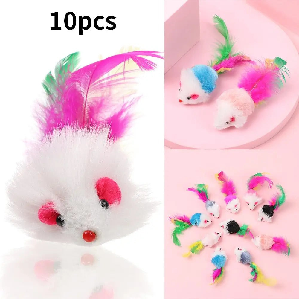 10Pcs/Set Cat Mouse Toys Mice Toy Rattle Interactive