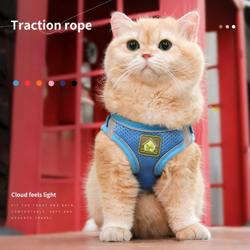 Cat Chest Harness with Leash Reflective Puppy Chest Strap
