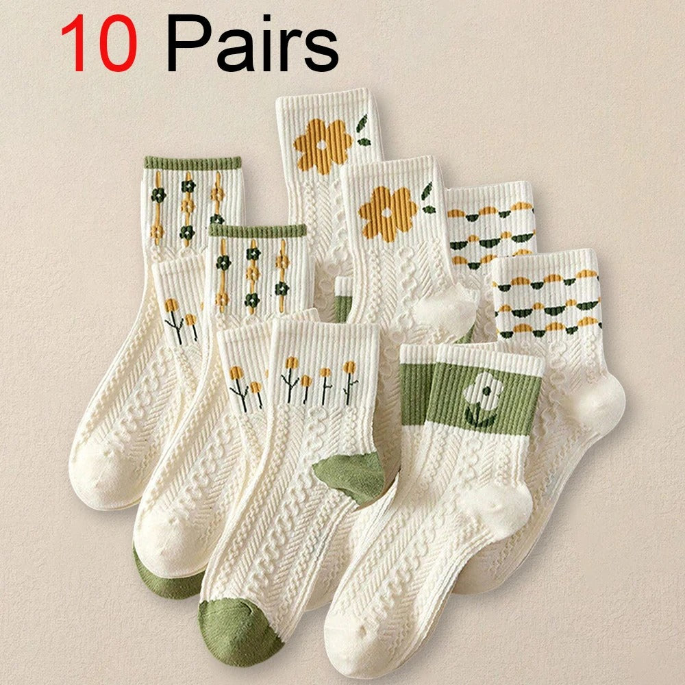 10 Pairs Women Cartoon Socks Creative Fashionable
