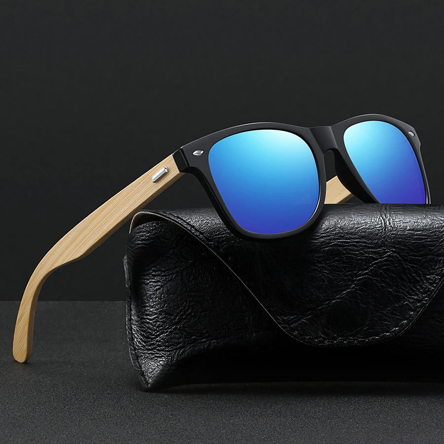 Fashion Bamboo Wood Vintage Square Sunglasses