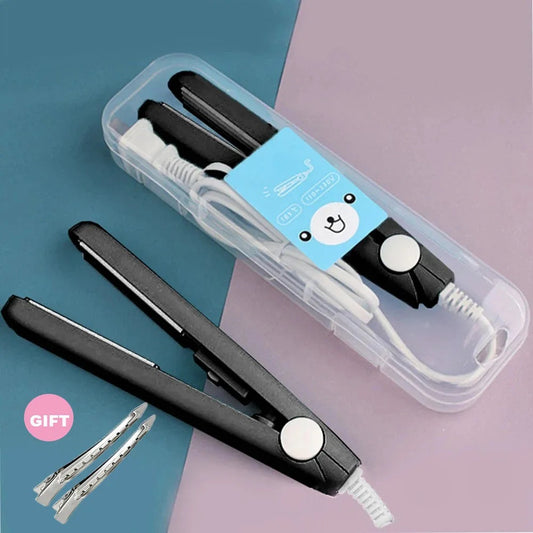 Mini Splint Flat Iron Hair Straightener Curling Wand Curly
