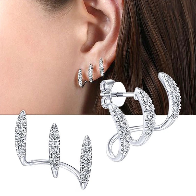 Silver Color Claws Stud Earrings with Crystal