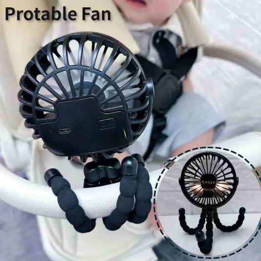 Baby Stroller Fan Hand Held Rechargeable USB Bladeless Small Folding Fans Mini