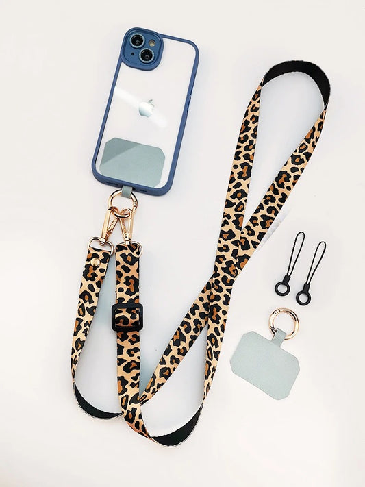 Leopard Print Crossbody Cell Phone Lanyard Strap Neck