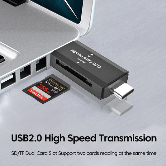 Type C SD TF Card Reader 2 in 1 USB 2.0 Card Reader