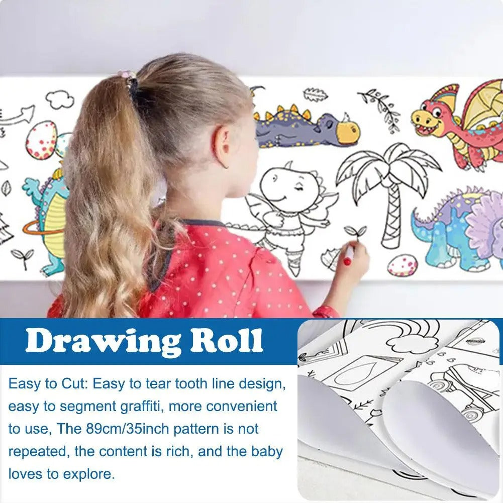Children's Drawing Roll Sticky Color Filling Paper Graffiti