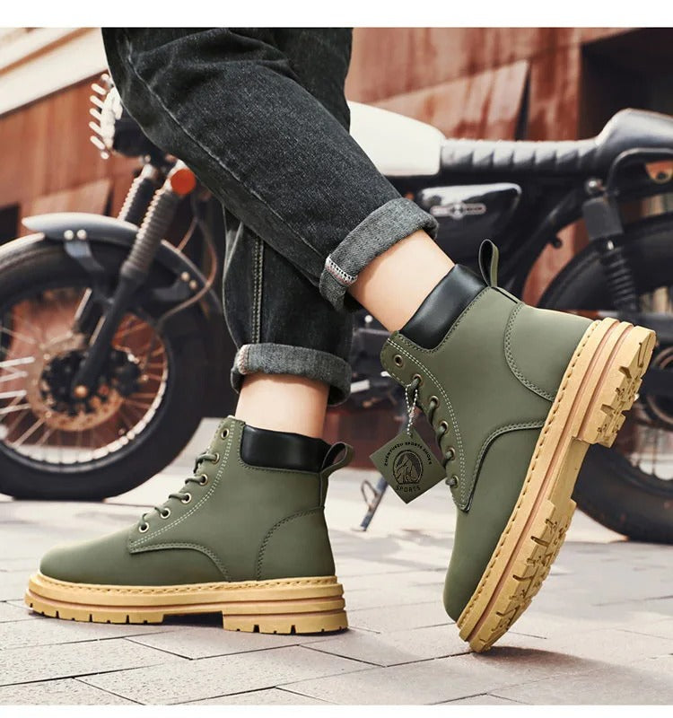High Top Boots Men's Leather Shoes Fashion Motorcycle Ankle Boots for Men Winter