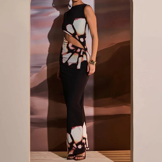 Black Dresses Women Summer New O-Neck Sleeveless Sexy Clubwear