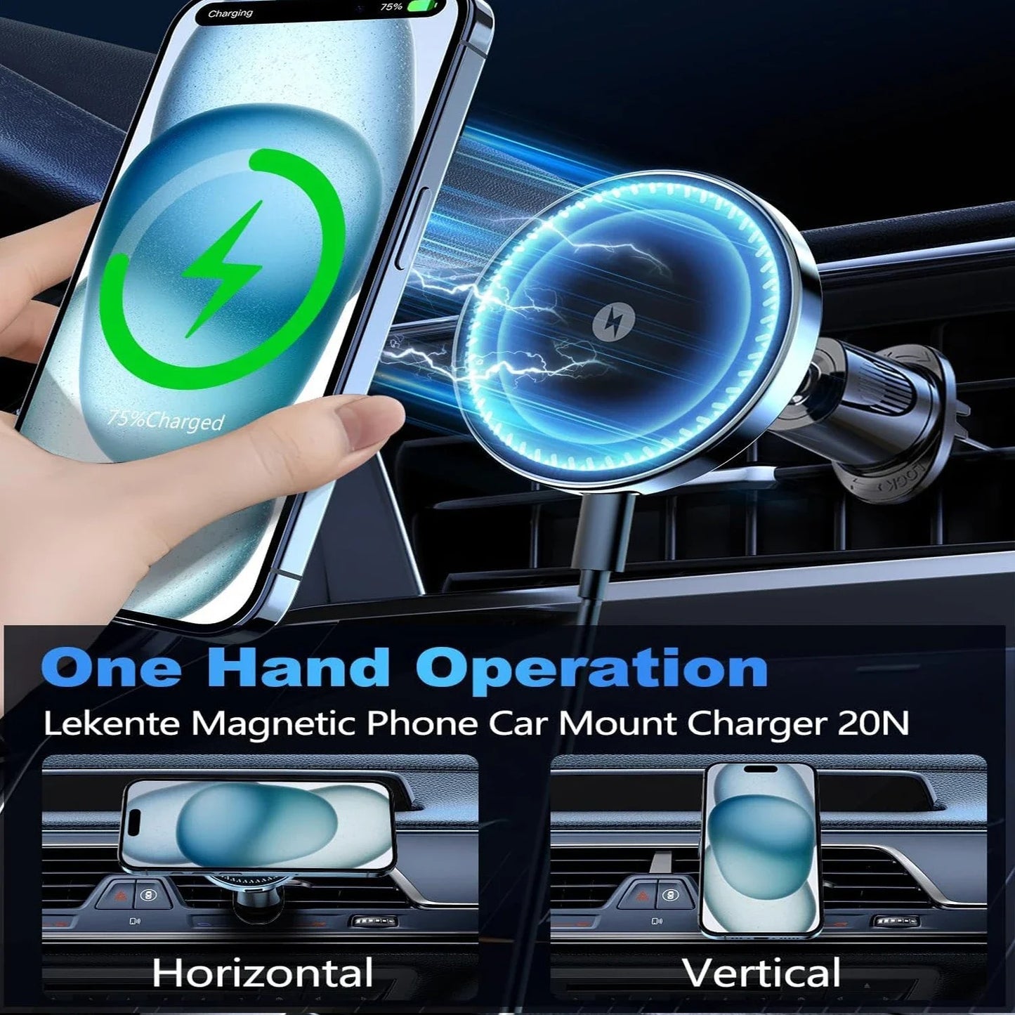 Strong Magnetic Wireless Car Phone Charger Adapter 15W Air Vent Car Phone Holder for iPhone 16 15 14 13 Pro Max Plus 12