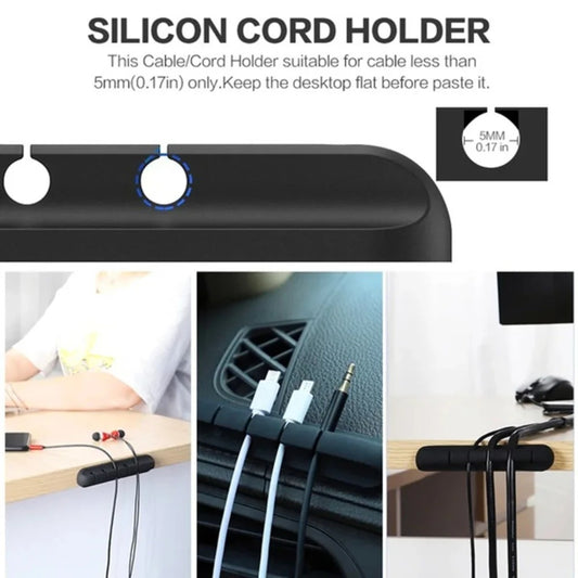 Cable Holder Clips Cable Organizer Silicone USB Cable Winder Management Clips