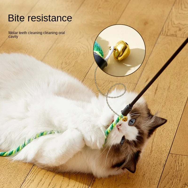 Simulation Feather Interactive Cat Toy Satin Ribbon