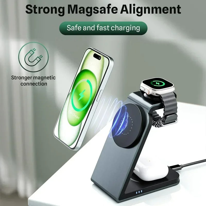 3 in 1 Magnetic Wireless Charging Station  Charger Stand for iPhone