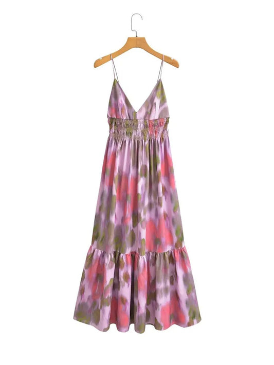 Elegant Women Party Dress V Neck Backless Slim