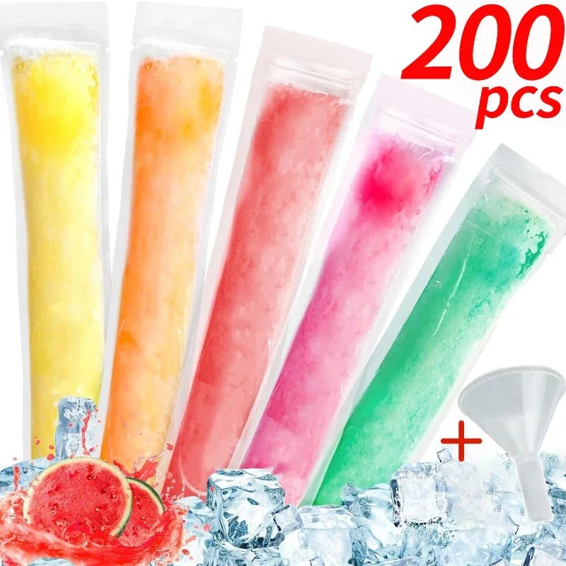 Disposable Transparent Ice Popsicle Bags DIY Ice Cream Pops Fruit Juice
